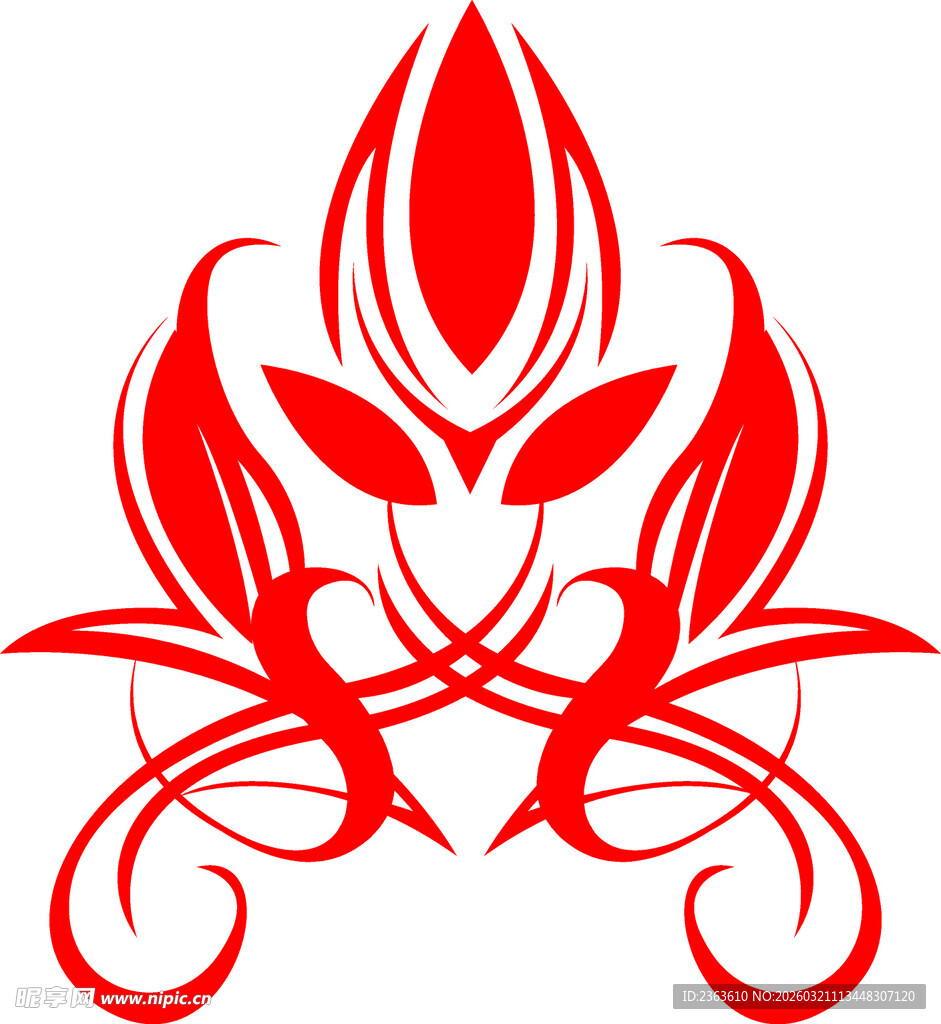 红色火焰花纹装饰图案