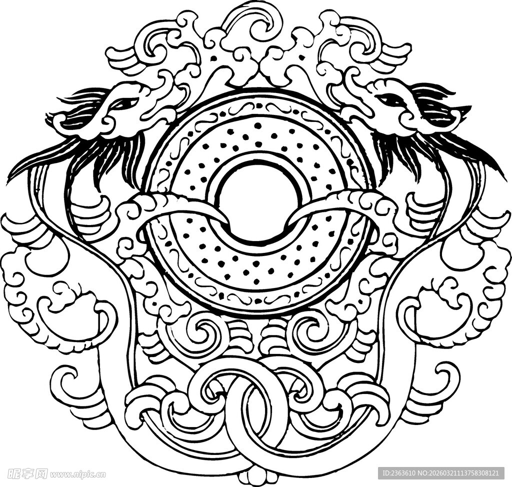 传统中式圆形吉祥花纹图案