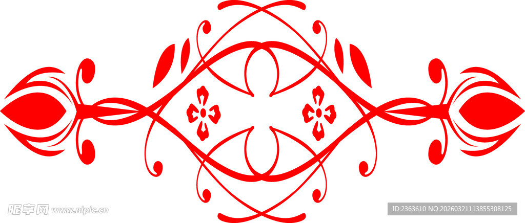红色对称花纹装饰图案