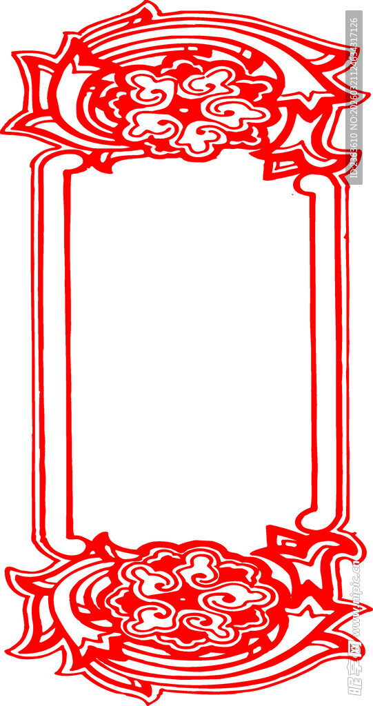 红色中式花纹边框图案