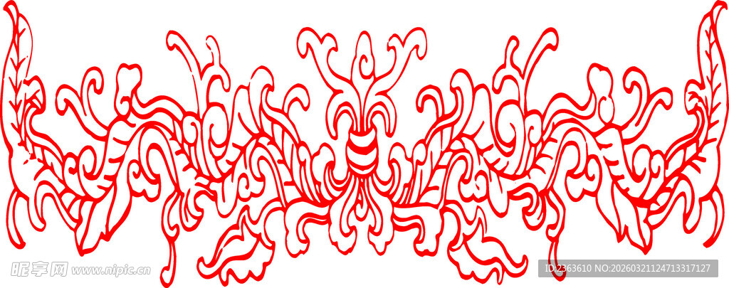红色艺术花纹图案