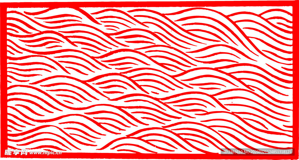 红色波浪线条纹理图案