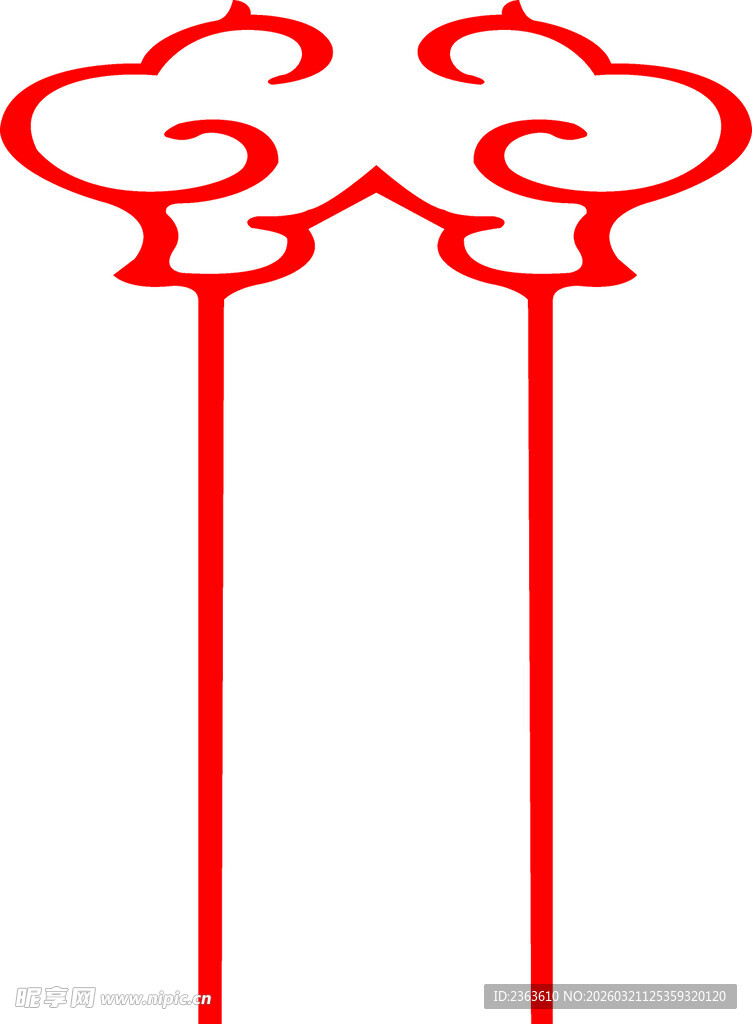 红色祥云造型装饰物件