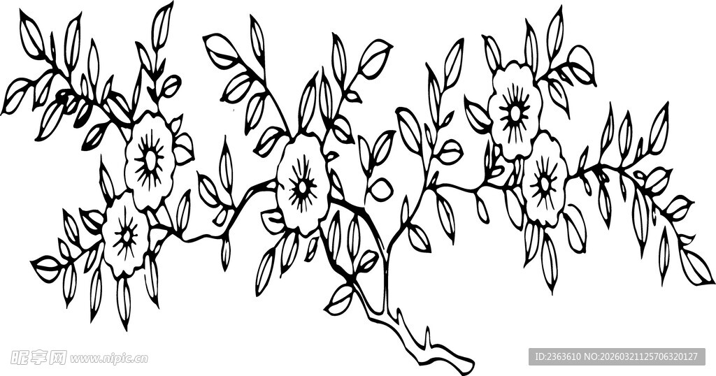 手绘花卉枝叶图案设计