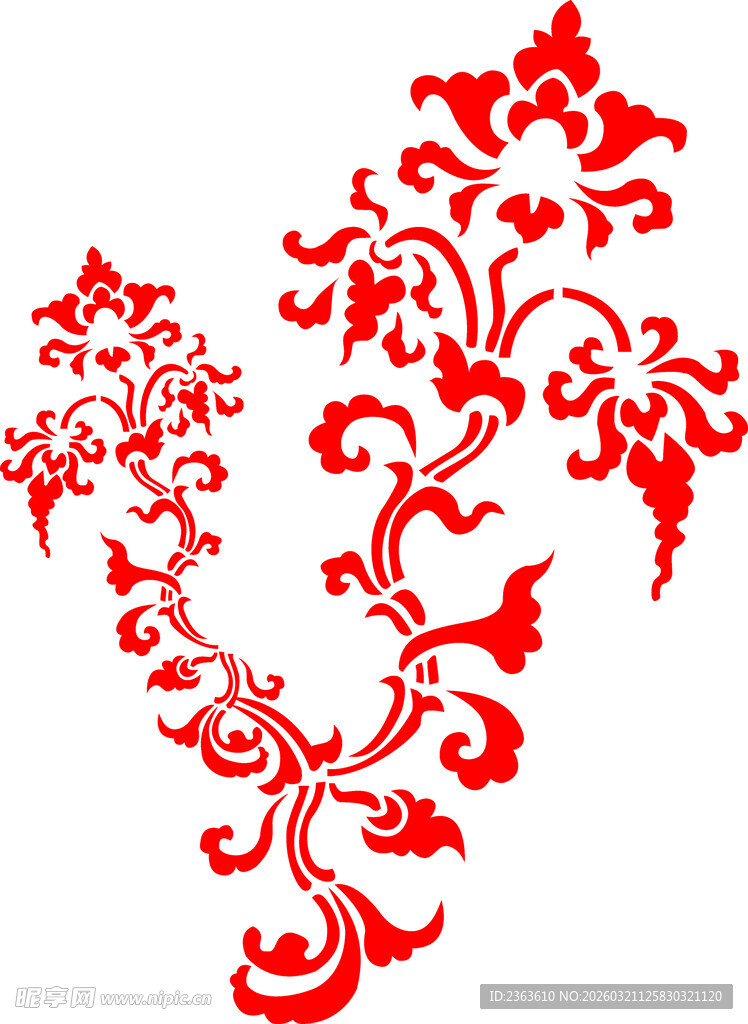红色中式花纹装饰图案