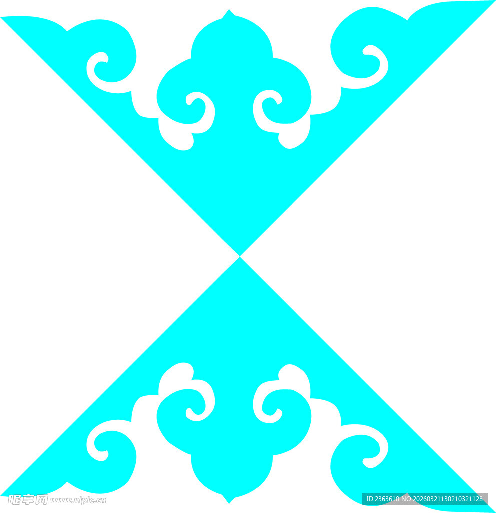 蓝白祥云图案设计元素