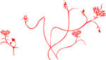 红色花卉线条图案设计