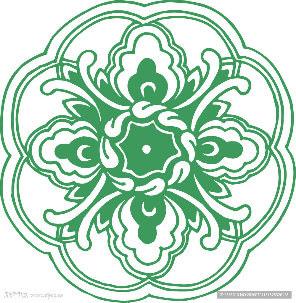 中式绿色传统花纹图案