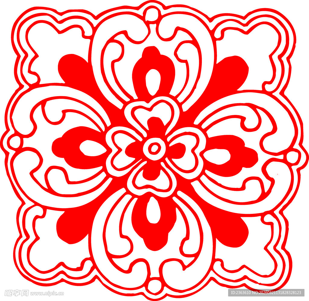 传统中式红色花纹图案
