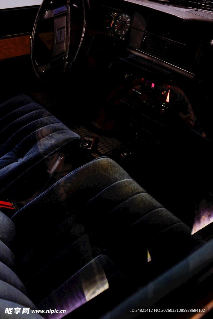 酷炫汽车内部皮革座椅特写