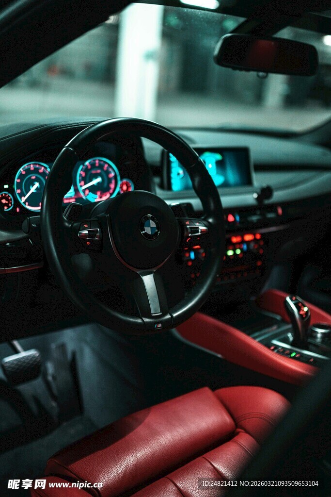 豪华汽车内饰特写