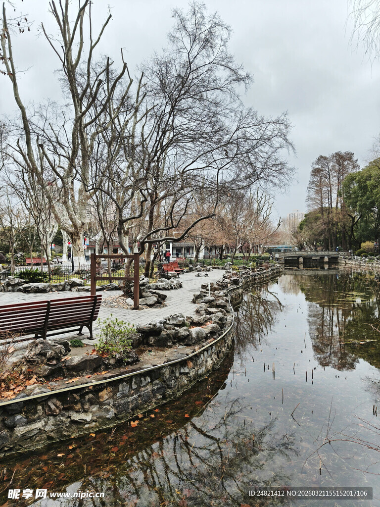 冬日河畔静谧景致