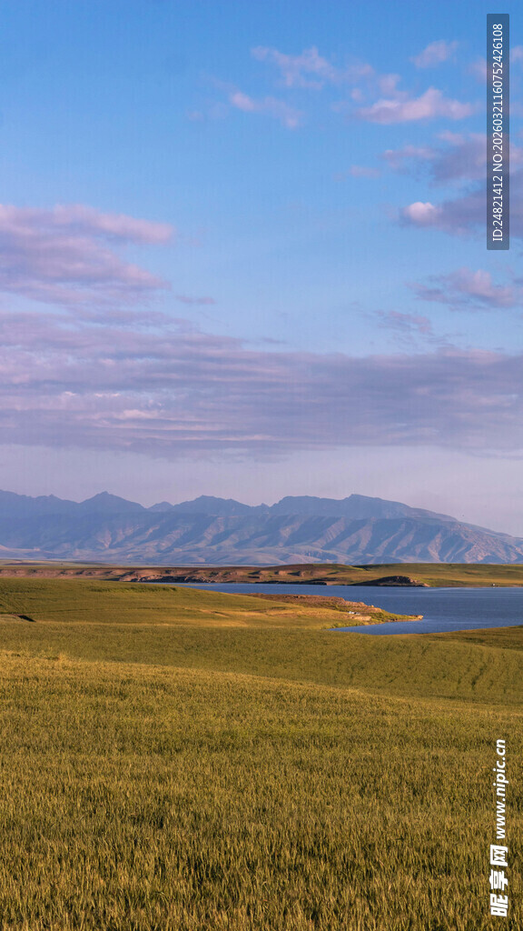 广袤草原与远山蓝天美景