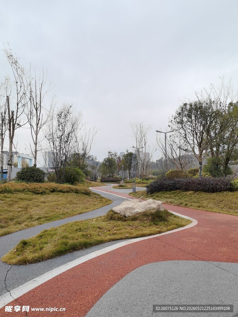 城市公园中的多彩步道景观