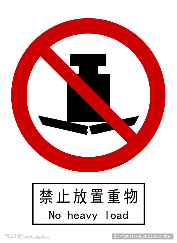 禁止放置重物