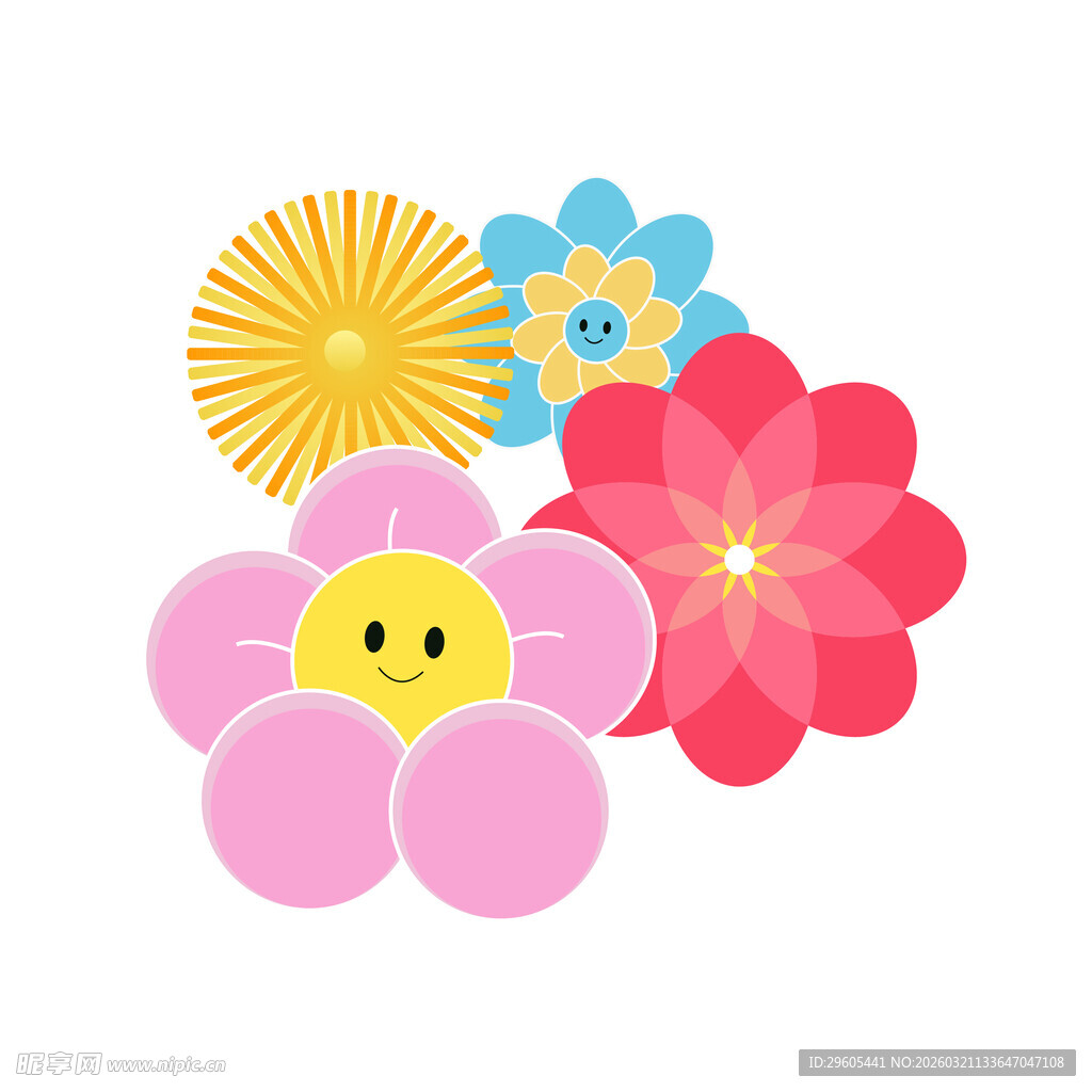 卡通笑脸花朵