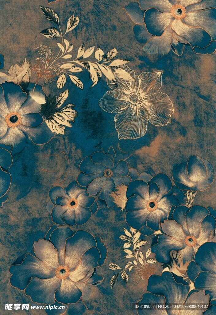 扎染牡丹数码印花