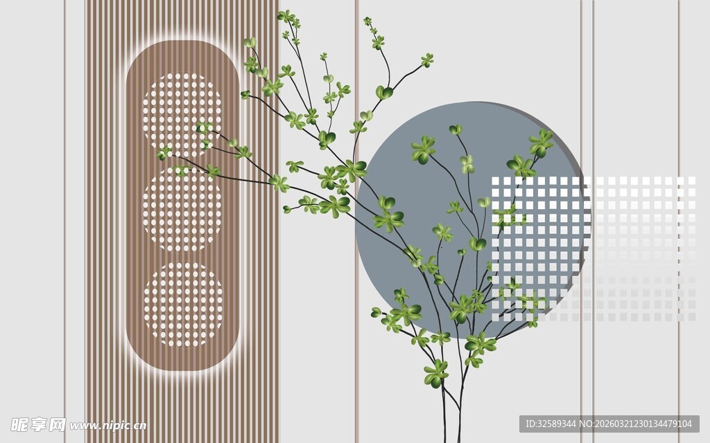中式简约风植物装饰图案