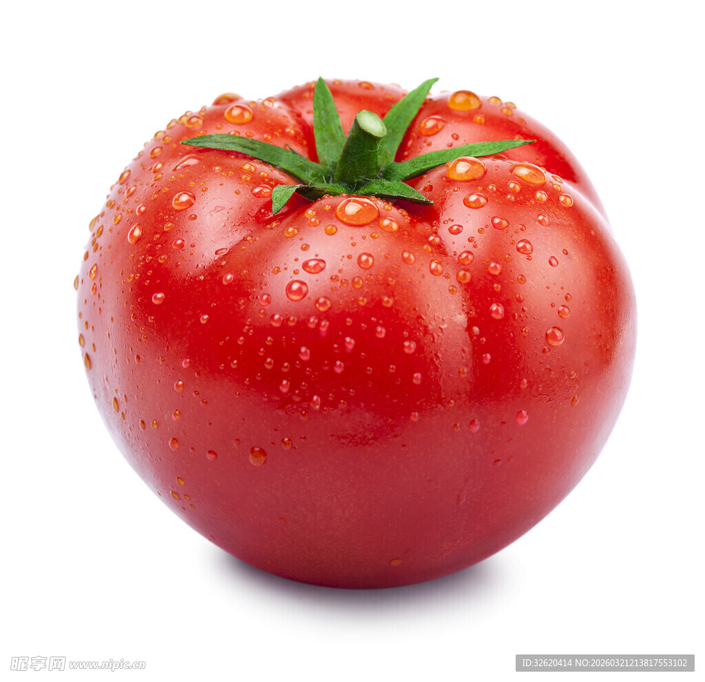 新鲜带水珠的红番茄