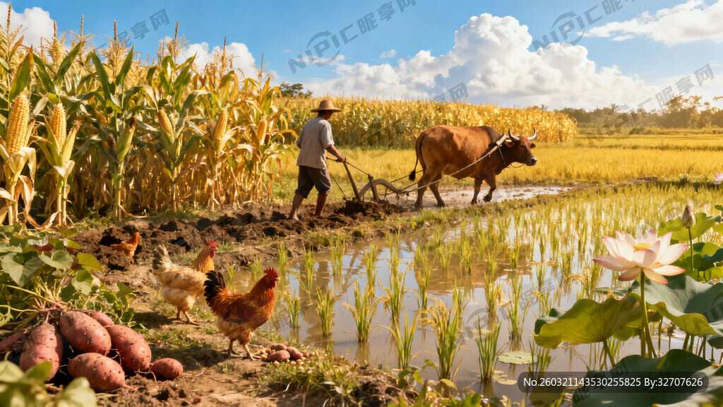 生成乡村田园风光 还有红薯