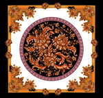 复古华丽花纹方巾图案