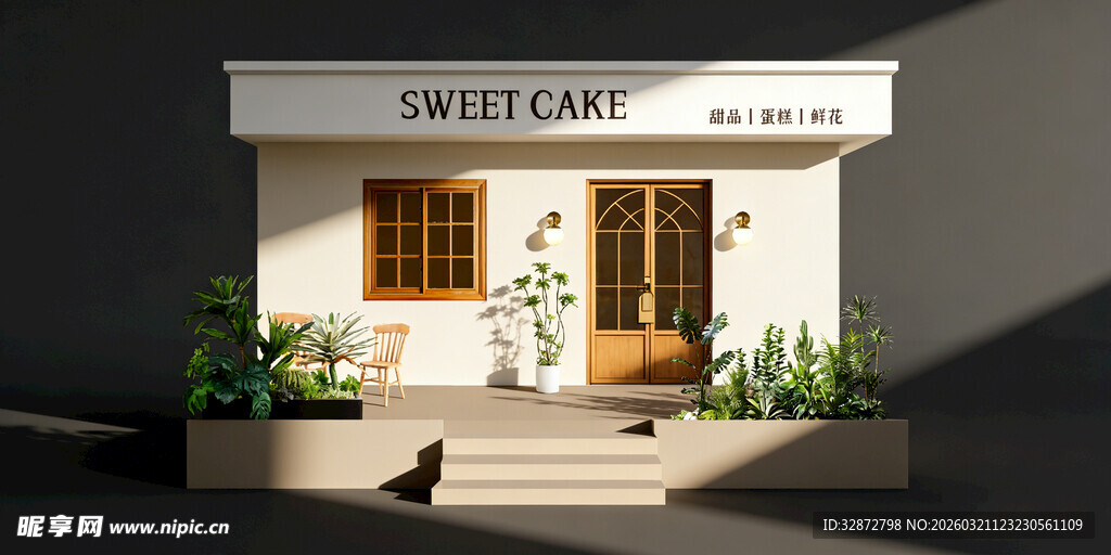 简约蛋糕咖啡店外观设计