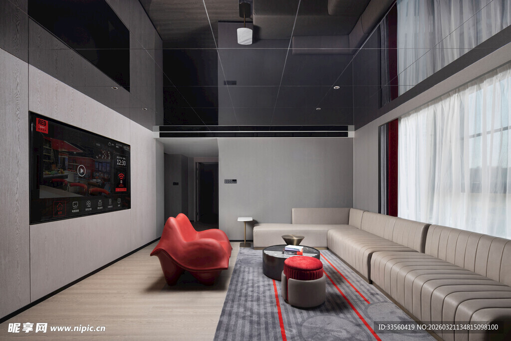 现代简约风双层客厅空间