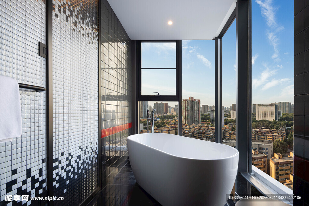 现代浴室全景视野浴缸