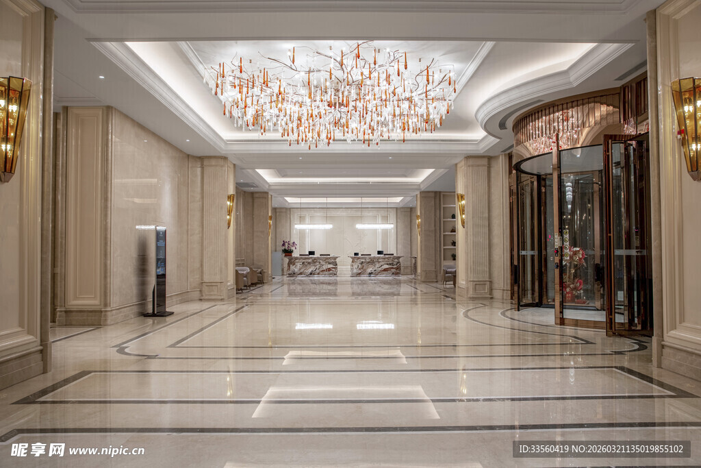 豪华大气的酒店大堂走廊