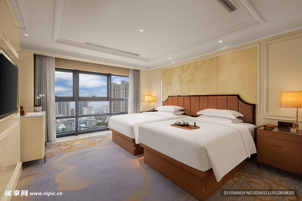 豪华双床酒店客房景观