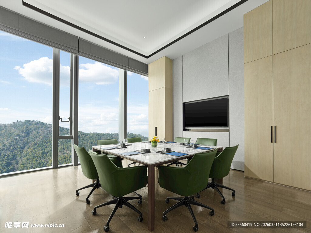 现代简约风全景落地窗会议室
