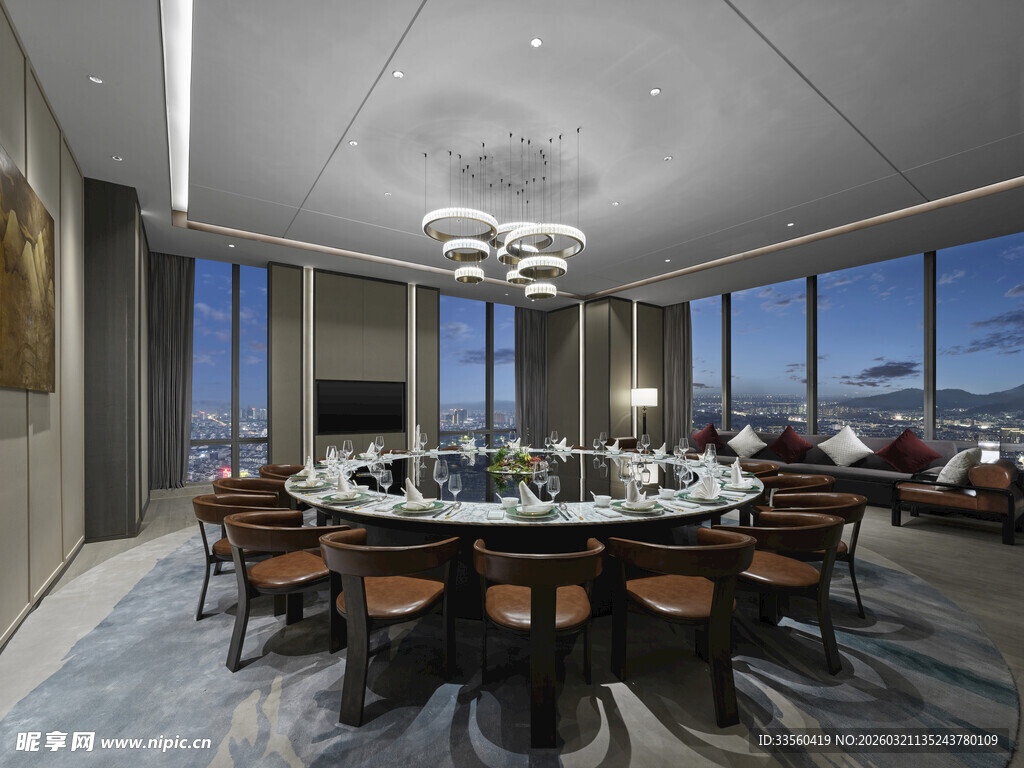 豪华餐厅全景优雅就餐环境