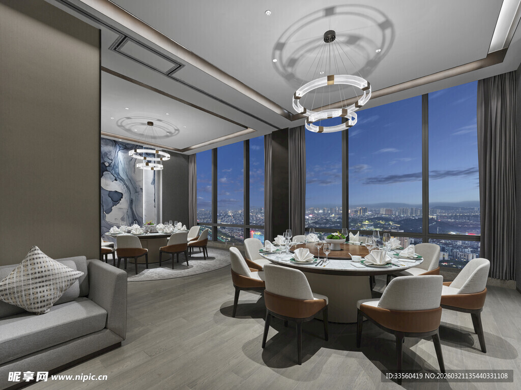 现代奢华餐厅室内优雅景致