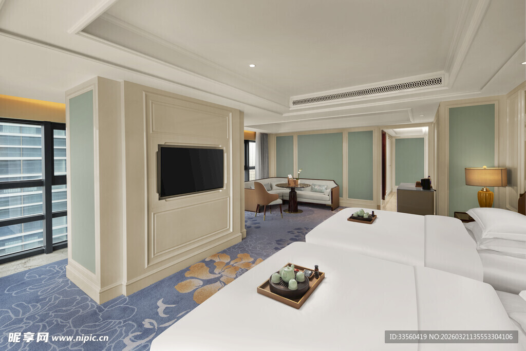 豪华舒适的现代风格酒店客房