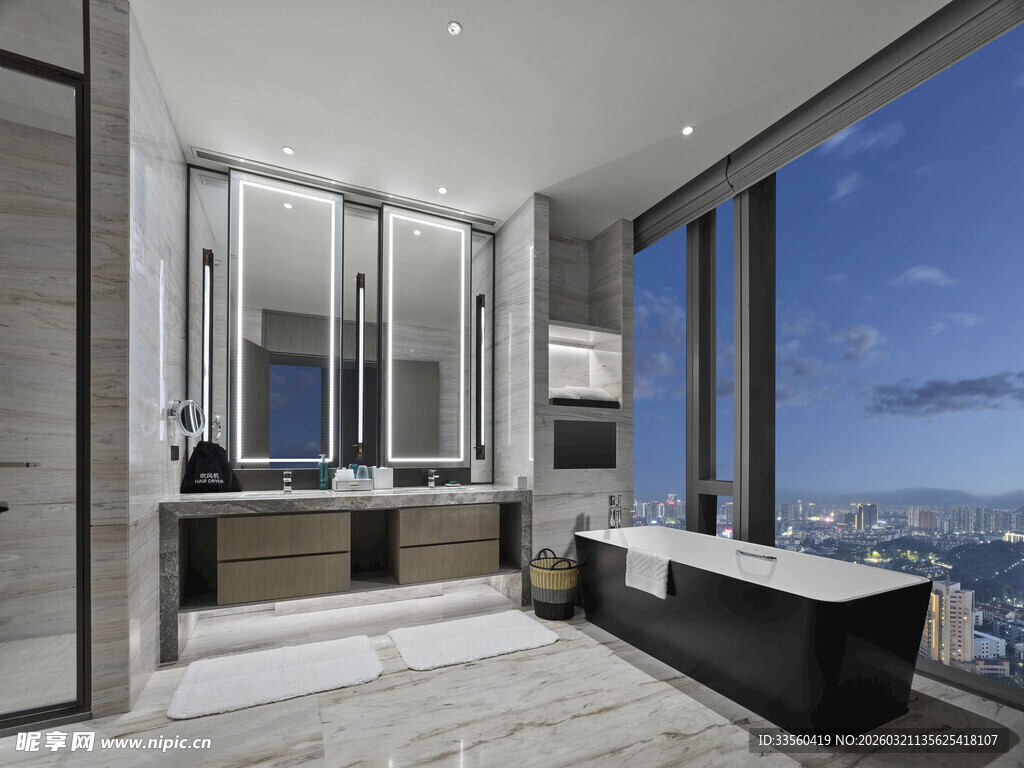 现代奢华浴室全景