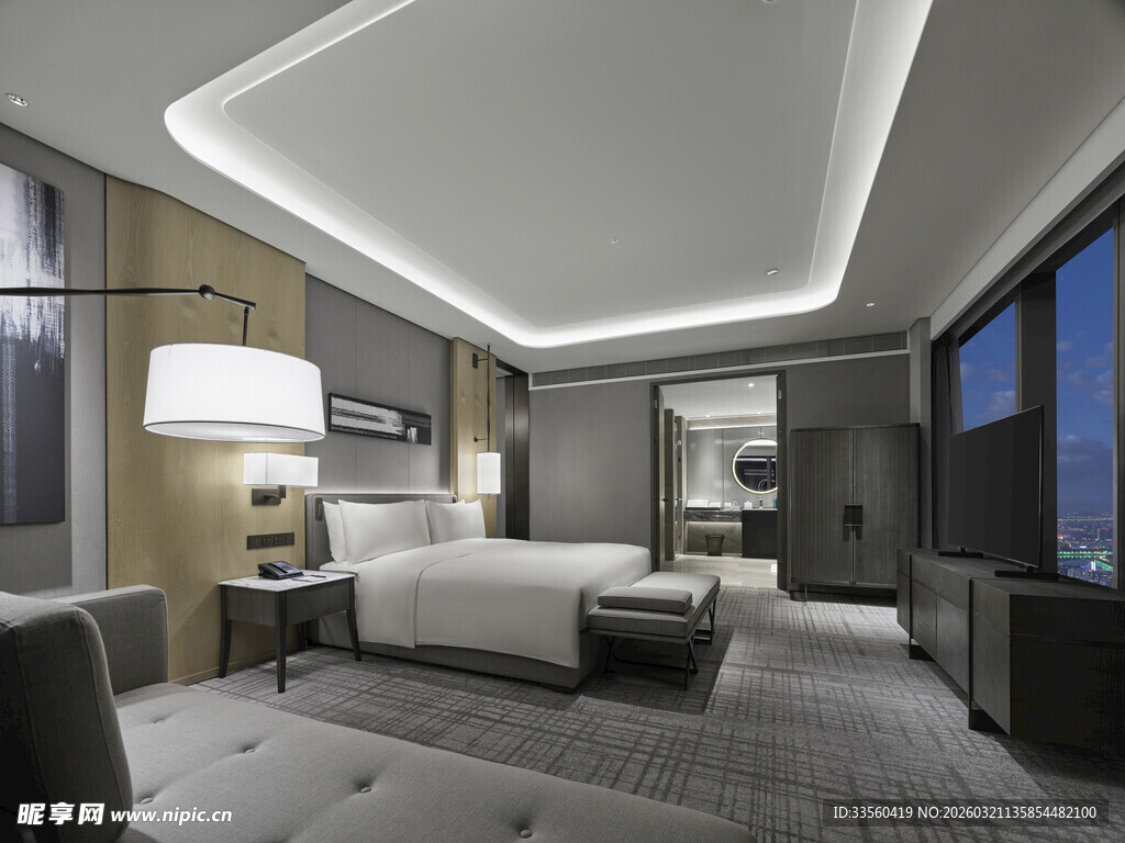 现代豪华卧室室内景观