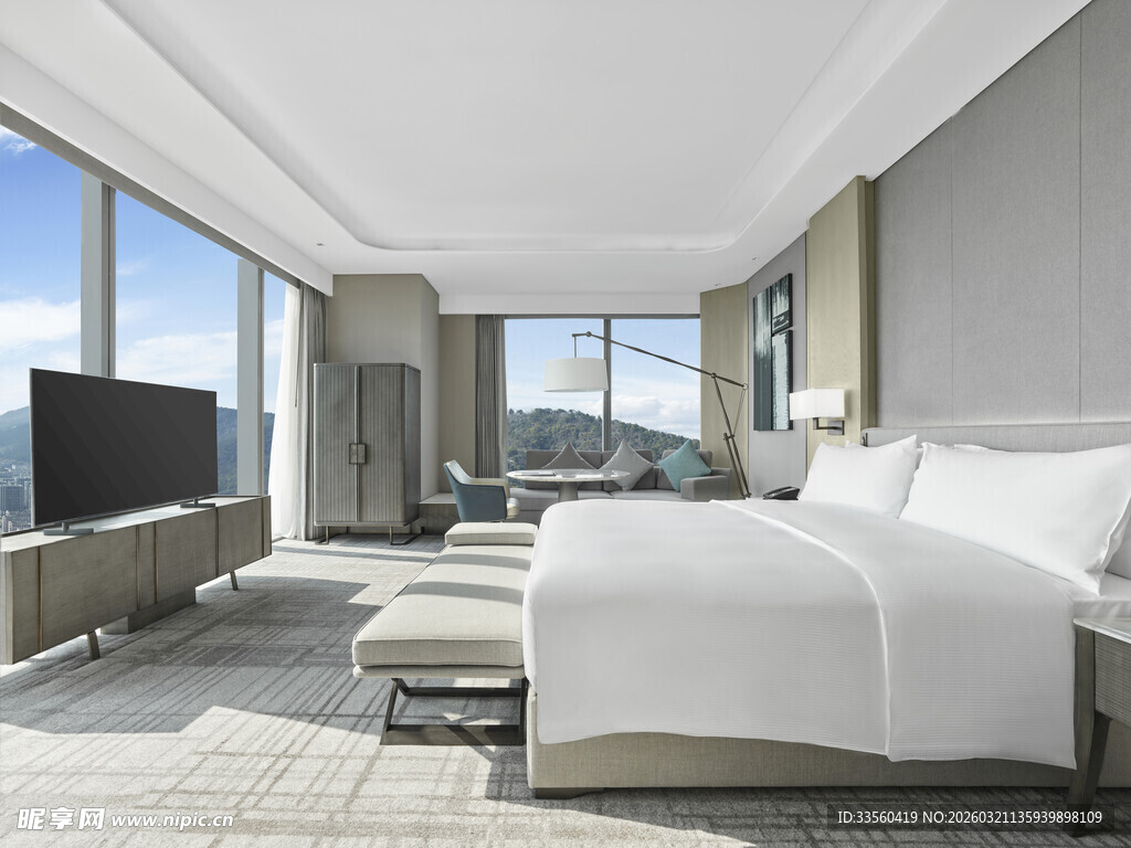 现代豪华酒店客房内景