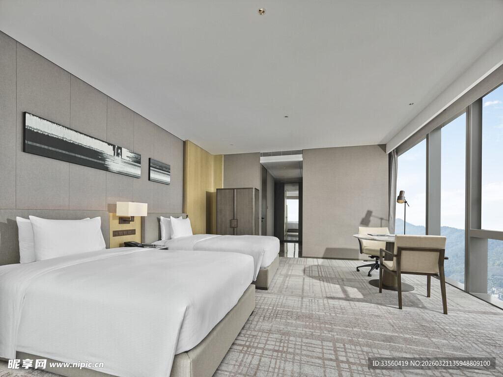 现代简约风格双床酒店客房