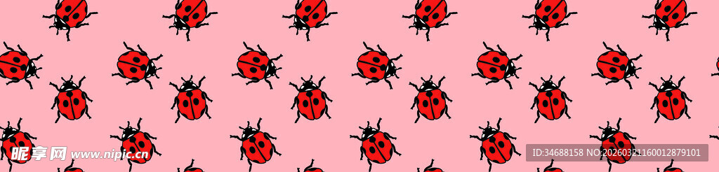红色瓢虫图案背景纹理