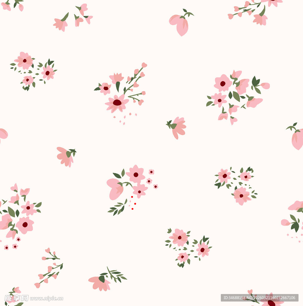 粉色花卉无缝图案背景