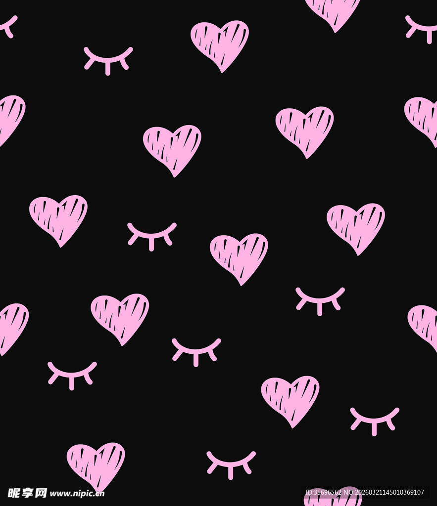 粉色爱心睫毛黑色背景图案
