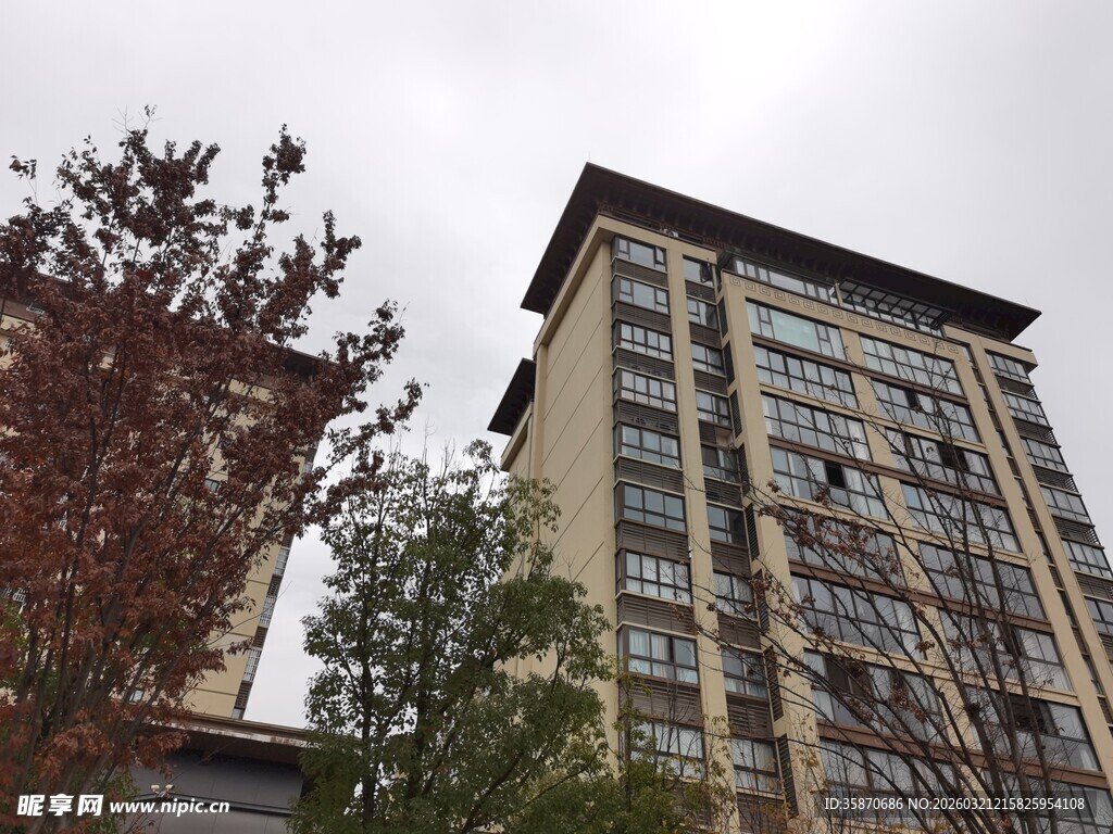 高层住宅楼外观景观