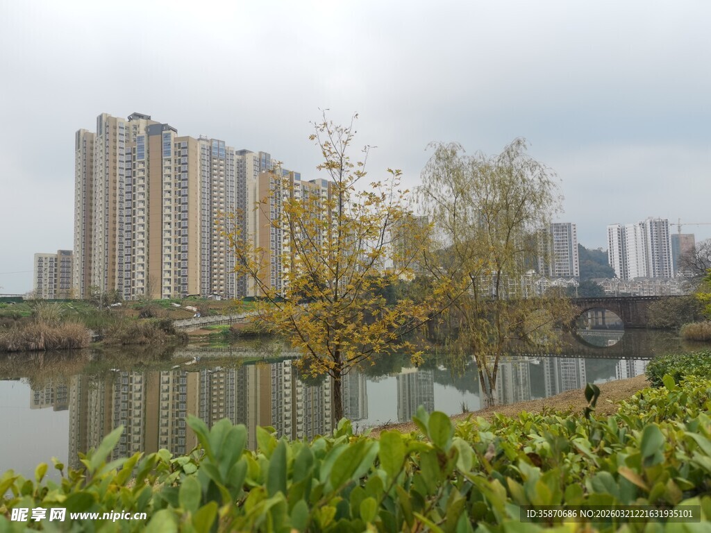 城市河畔风景