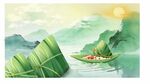 端午美景 粽与龙舟映山水