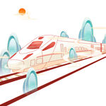 高速列车穿梭于山水之间