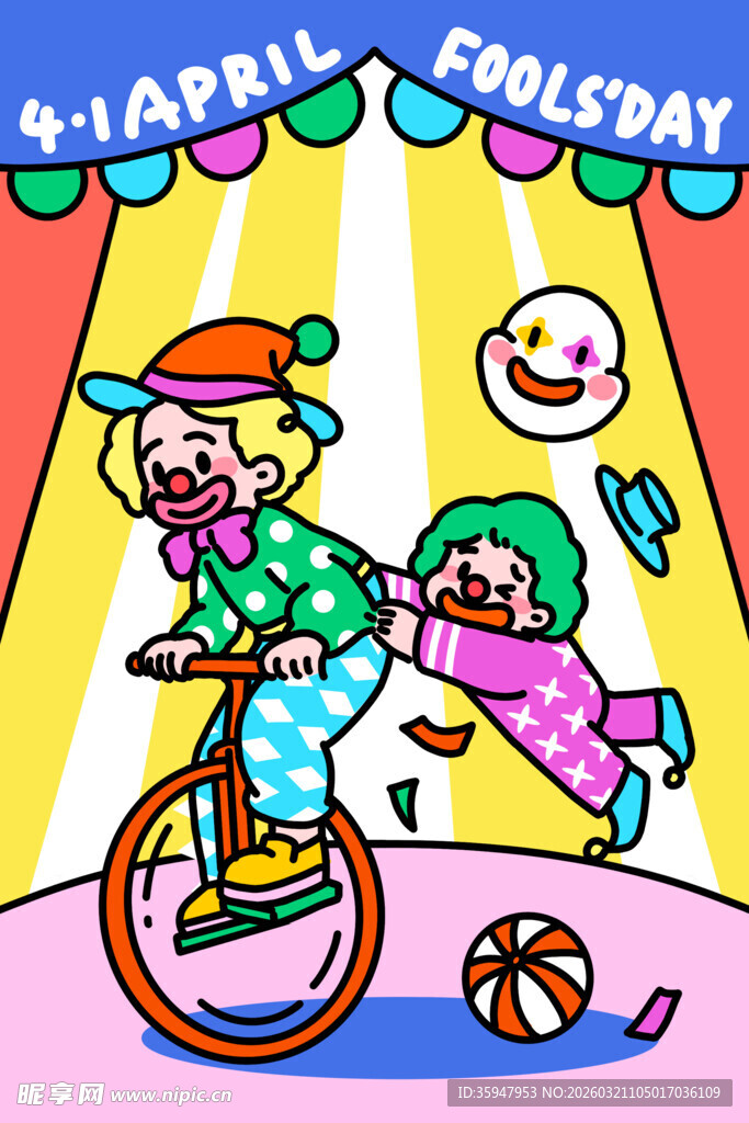 小丑骑独轮车欢乐表演