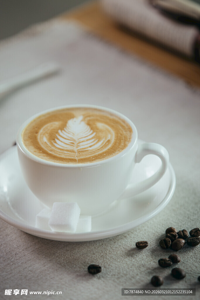 精致拉花咖啡特写