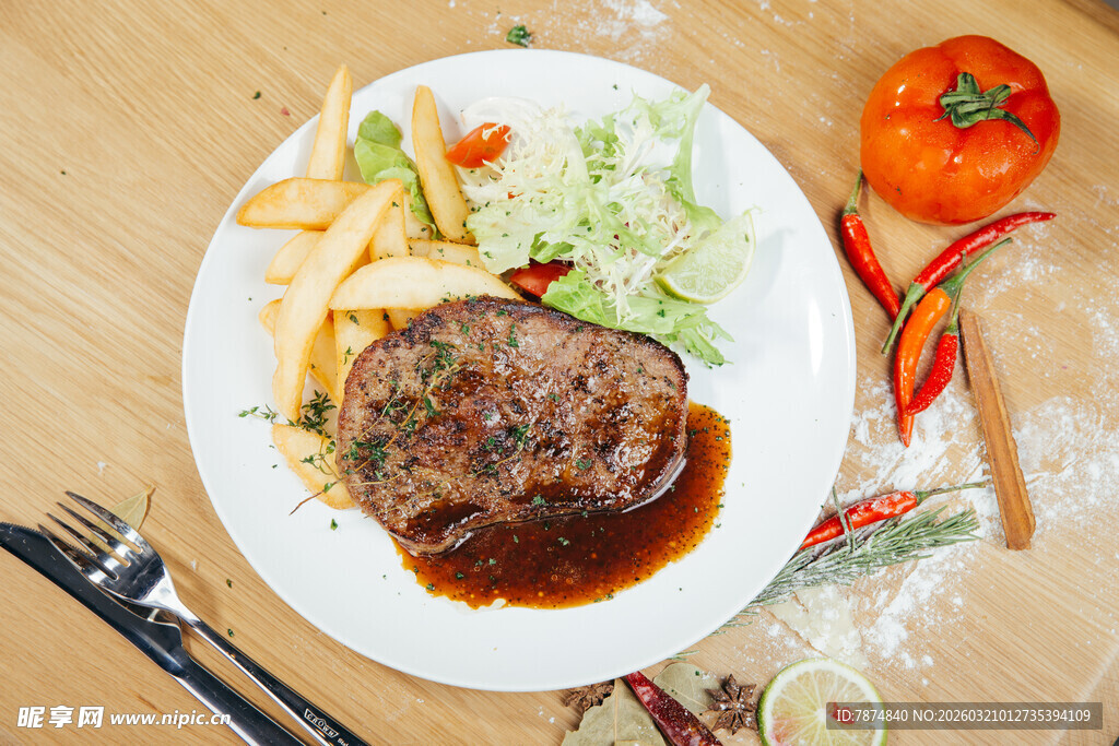 美味牛排套餐 视觉与味觉盛宴