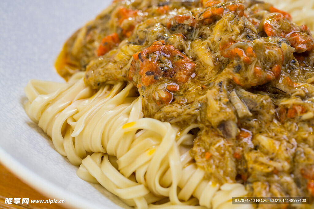 肉酱意面美食特写