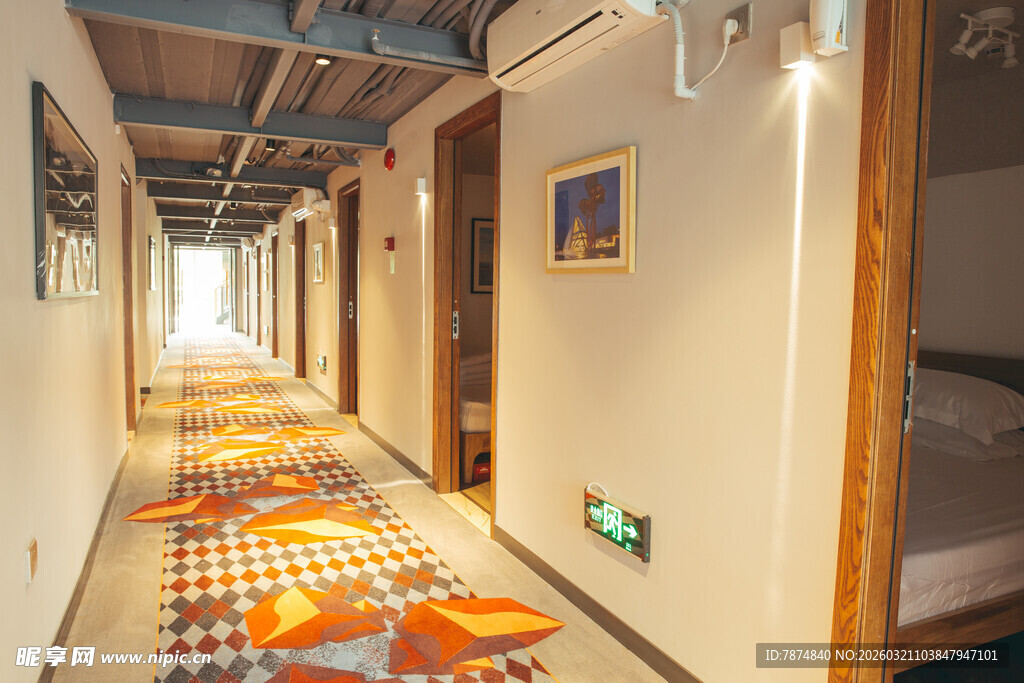 简约风格酒店走廊场景